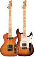 two isolated guitars