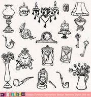 DOWNLOAD Vintage Furnituer Clip Art Decor Element Digital ClipArt
