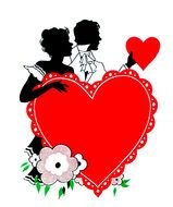 Vintage Valentines Day drawing
