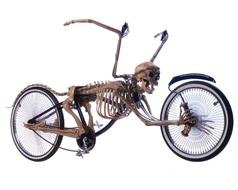 a bicycle with a skeleton instead of a frame