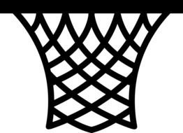 Black and white drawing of the basketball net clipart