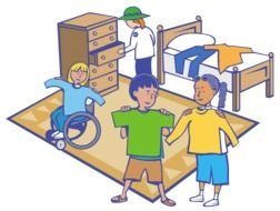kids Getting Dressed, drawing