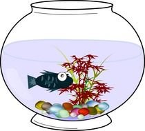 Fish with the decorations in the water clipart