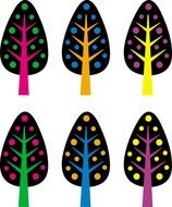 clip art with colorful trees