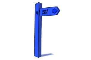 painted blue border post pointer