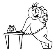 Black and white drawing of the man talking with the phone clipart