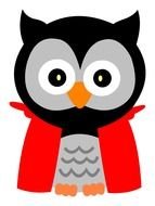 cartoon owl in red coat
