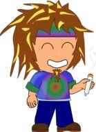 Colorful cartoon hippie clipart