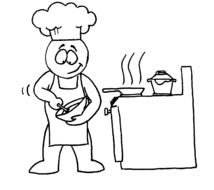 Black and white drawing with the cook clipart