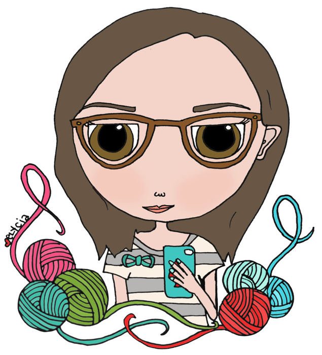 cartoon girl with knitting
