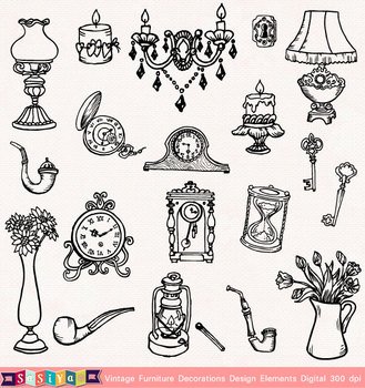 DOWNLOAD Vintage Furnituer Clip Art Decor Element Digital ClipArt
