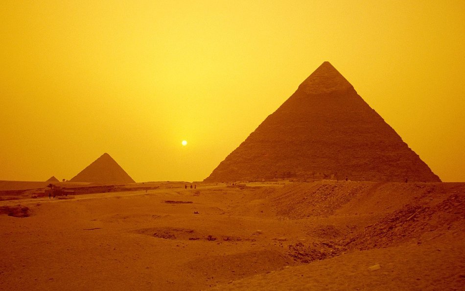 landscape of the Egypt Pyramids at the Sunset