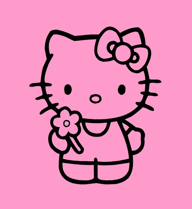 Drawing of pink Hello Kitty cat character free image download