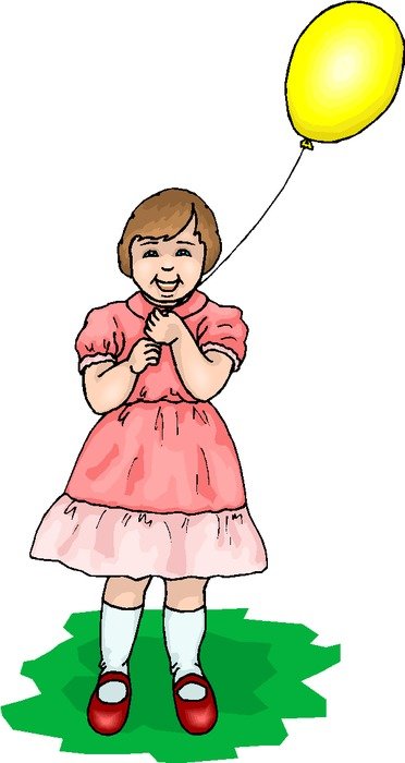 Clip Art of girl with yellow Balloon