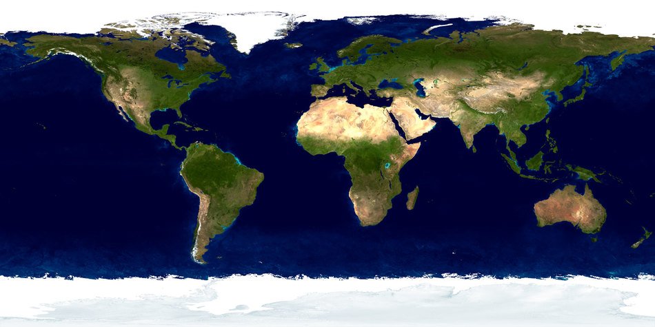green continents among the oceans
