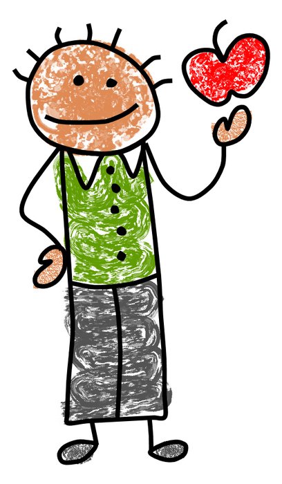 Stick Figure with apple drawing