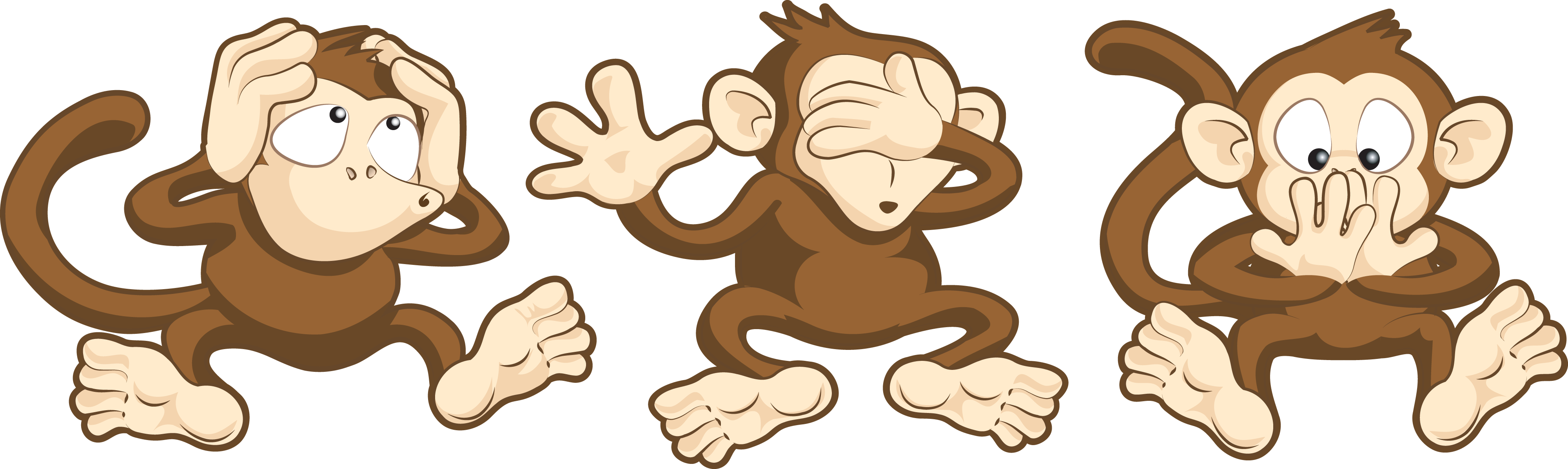 See No Evil Hear No Evil Speak No Evil Three Cartoon Wise Monkeys 