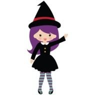 painted girl in a black witch costume