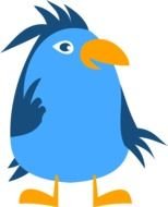 drawn blue parrot on a white background