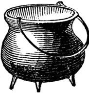 Black and white drawing of the cooking pot clipart