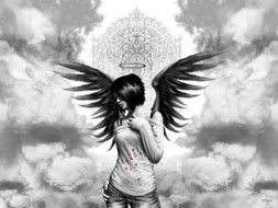 Black and white photo of the angel clipart