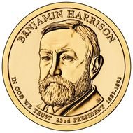 portrait of the president on a gold coin