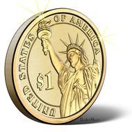 US Gold Dollar Coin drawing