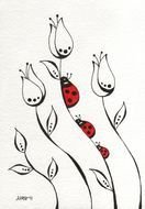 Lady Bug flowers Drawing