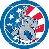 Republican Elephant Boxer Mascot Circle Cartoon Stock