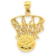 14k Swoosh Basketball And Net Pendant 310841 IceCarats