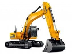 construction equipment with a bucket on a white background