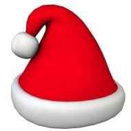 red santa claus hat with white accents on a white background