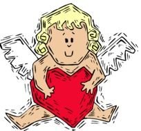 angel with a red heart as a graphic image