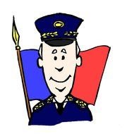 Military portrait on background of the flag