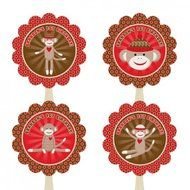 Sock Monkey Cupcake Toppers Free Printables N2
