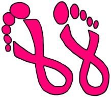 abstract traces of feet drawing