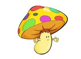 clipart of the colorful Cartoon Mushroom