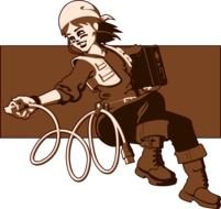 Woman Electrician drawing