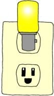 drawn lamp in a power outlet