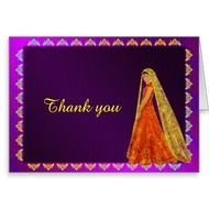 Elegant Bride Wedding Dress Damask Thank You Card