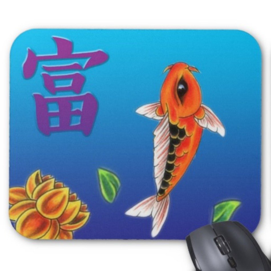 Koi Fish amp Yellow Lotus Mouse Pad