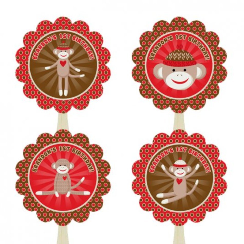Sock Monkey Cupcake Toppers Free Printables N2