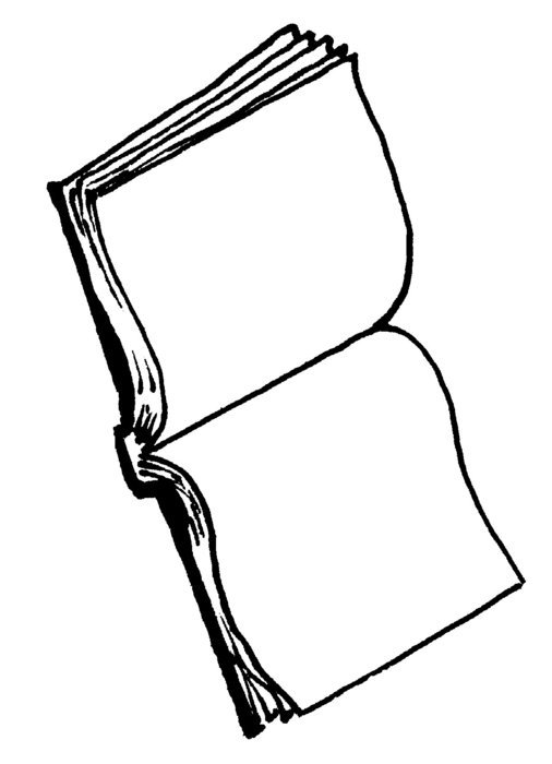 open book with empty pages, outline