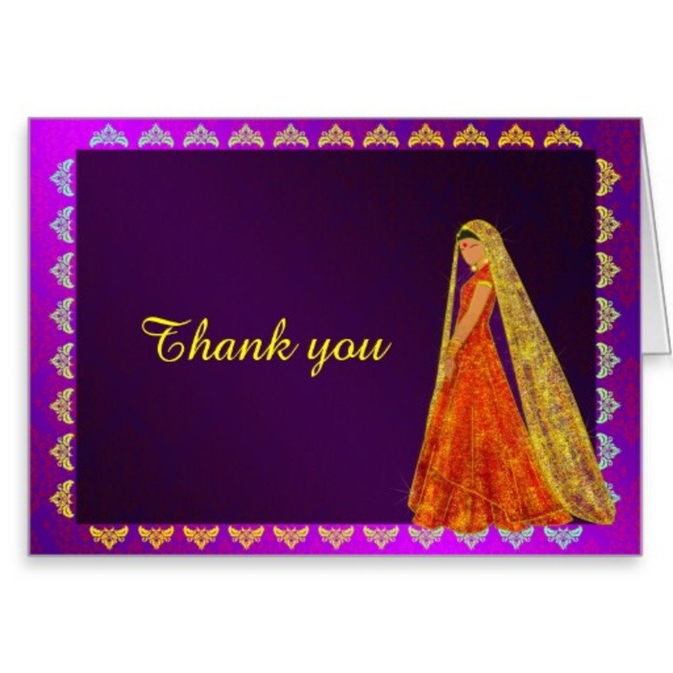Elegant Bride Wedding Dress Damask Thank You Card