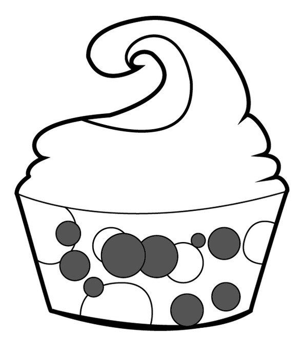 Cupcake With Candle Outline Clip Art