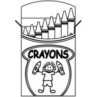 drawn packaging of wax crayons in a coloring book