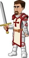 barehead Medieval Knight with sword, Clip Art