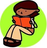 cartoon girl Reading book, Clip Art