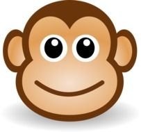 Cartoon Monkey Face with black eyes