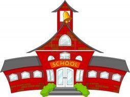 Cartoon School Building with bell at top